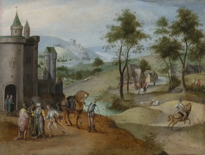Paysage flamand animé de personnages