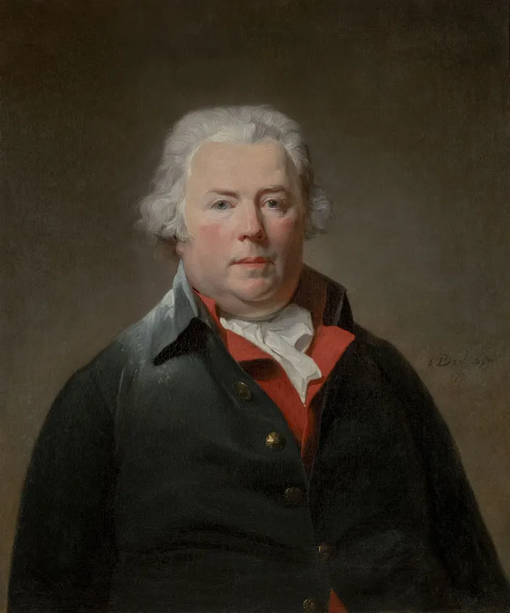 Portrait peint d’un gentilhomme en habit sombre